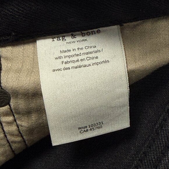 Rag & Bone Fit 3 Classic Fit Jean Black Cotton Blend Straight Leg Denim 33x32 - Picture 12 of 12